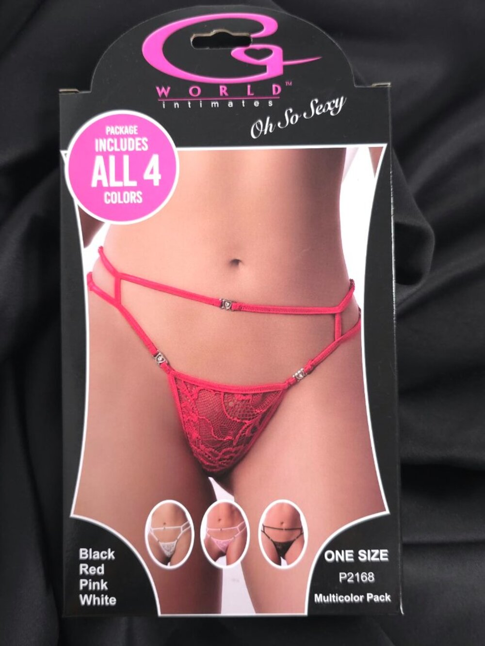 G World Intimates 4 Pack Thong Panties Multicolor Lace One Size P2168